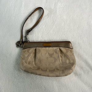Coach Signature C Tan Wristlet Wallet Purse